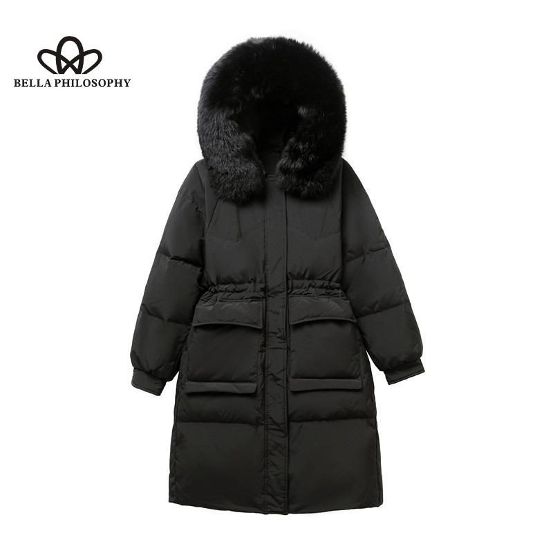 

Тонкий теплый пуховик в Корейском стиле с поясом длиной до колена, осенне-зимний новый утепленный пуховик с капюшоном на белом утином пуху M чёрный