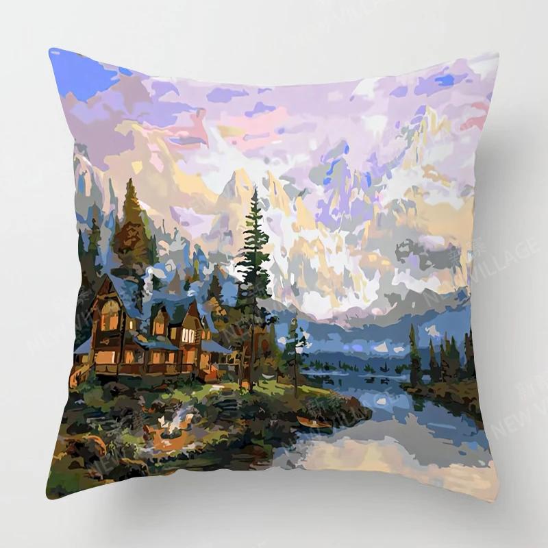 Heim Wohnzimmer Dekoration Kissenbezüge Vintage Ölmalerei Stil Wurfkissenbezug 45*45 Kissenbezug 40x40cm 50x50 45x45