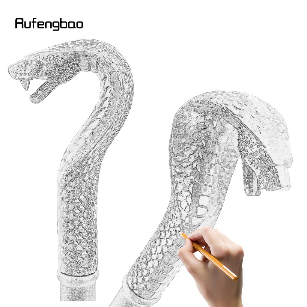 Bastion de mers de modă negru de lux cu mâner de șarpe pentru petrecere Baston decorativ Elegant cu buton de cârjă Baston de mers 94cm