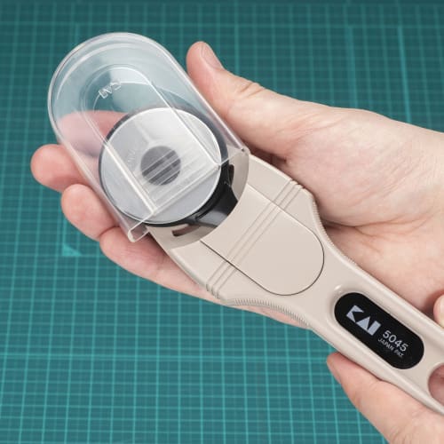 Kai Rotary Cutter, Round Blade, Rotating, Sharp, 45mm Diameter, Adjustable Cutting Depth, One-Touch Lever, Clean Cut, Suitable for Crafts, Sewing, DIY