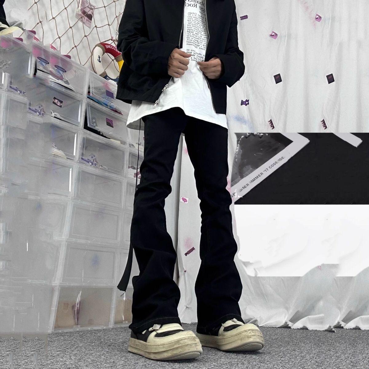 Американские повседневные микро-динамики RO стример эластичный узкий крой дизайн черные джинсы длинные штаны ins мужские и женские тренд S