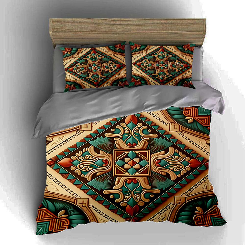 Intricate Geometric Floral Bedding Duvet Cover Sets Duvet Covers Pillowcases Gifts (1 * Duvet Cover 2 * Pillowcases, Without Duvet Insert)