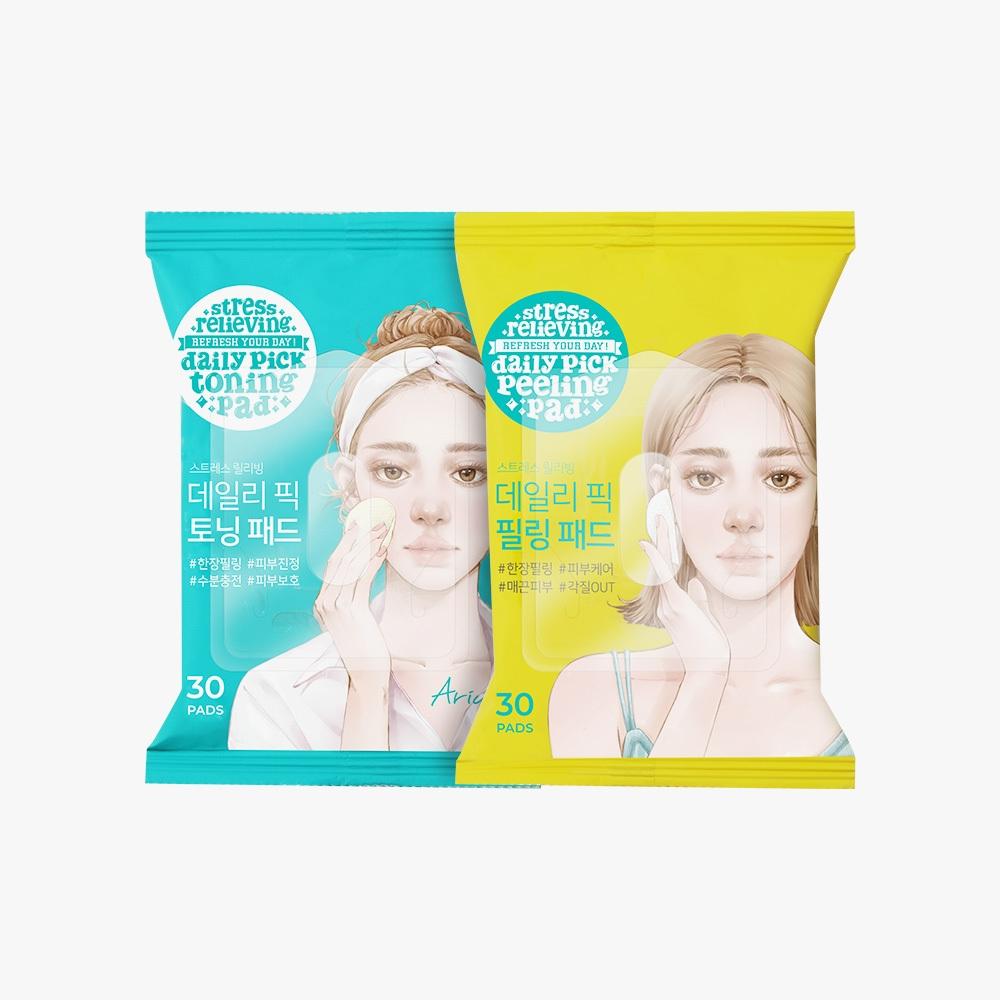    Arial [travel Essentials] Arial Stress Relief Daily Pick Pad [peeling Toning] Choose 1 Of 2 Arial Toning Pads 30 Sheets
