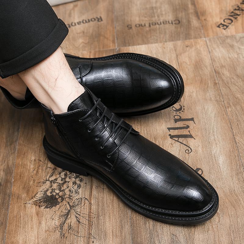 Leather Fashion Walking Shoes Men Luxury Brand Men's Ankle Boots Male Comfortable Low Top Casual Shoe New Lace-Up Mens Sneakers