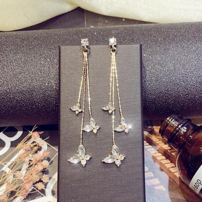 Brincos de Borla de Borboleta em Prata 925 - Elegância Estilo Coreano para Mulheres