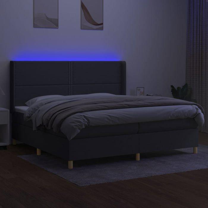 VidaXL Sommier à Lattes de Lit avec Matelas et LED, Lit Rembourré avec Tête de Lit, Lit Double, Lit Adulte de Chambre, 3138822
