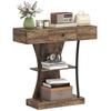 Console Table 3 Tier Industrial Hallway Table With Drawer Storage Shelves 91 X 32 X 87 Cm Rustic Brown