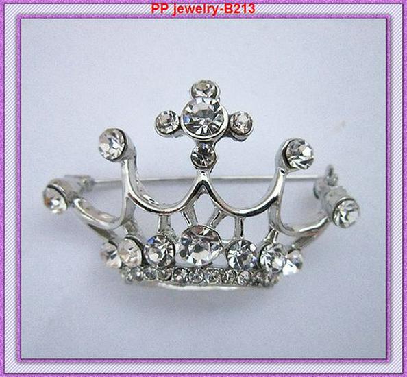 Stylish Rhinestone Crown Brooch Pin for Clothing Zhenyao Jewelry