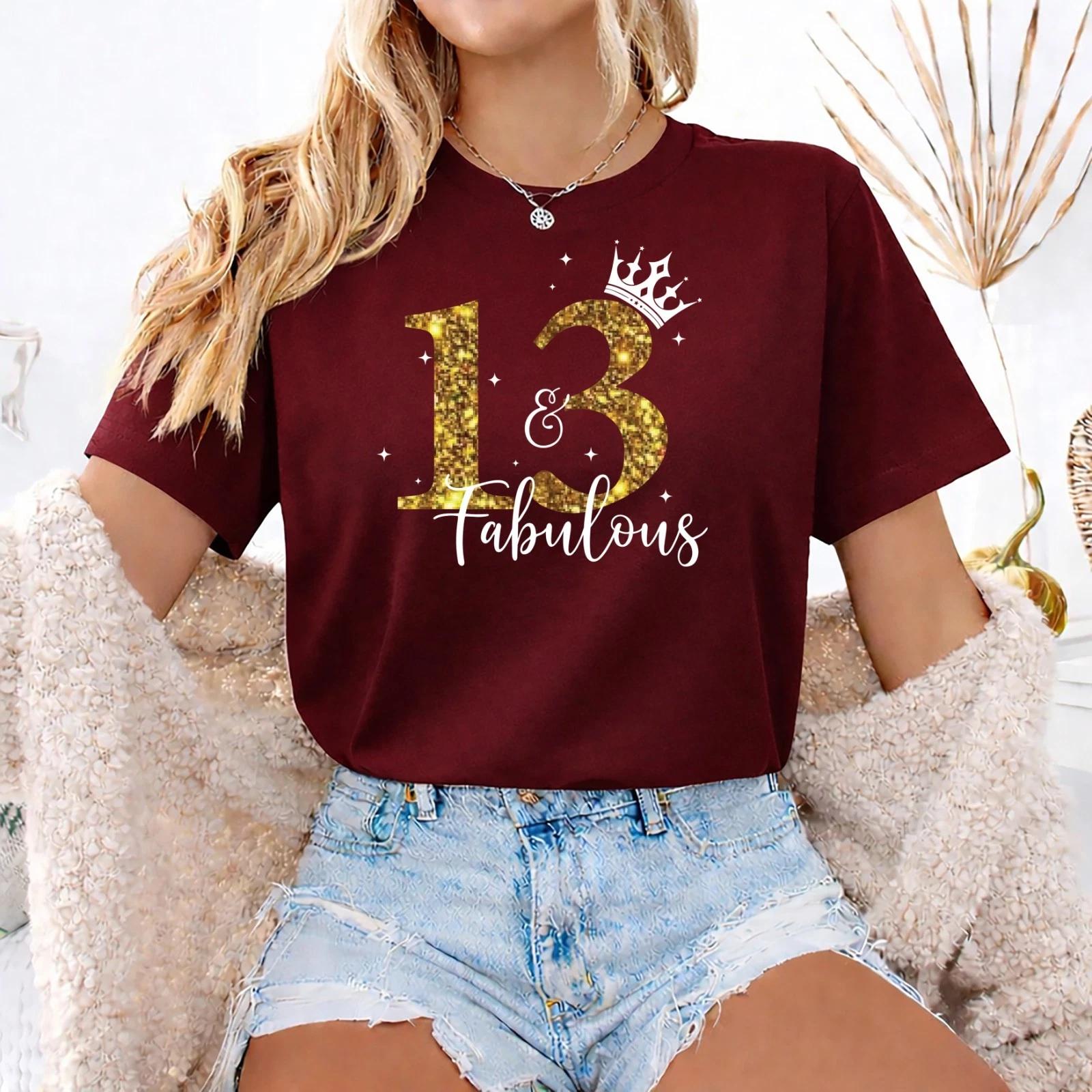 Personalised Custom T shirt for Girl 13th Birthday shirt Fabulous Birthday 3 S