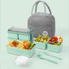 Food-grade microwaveable lunch box, double-layer bento box, compartmented lunch box with cutlery and small sauce container