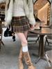 Saidi 2026 American Retro Wool Plaid High-Waist A-Line Skirt