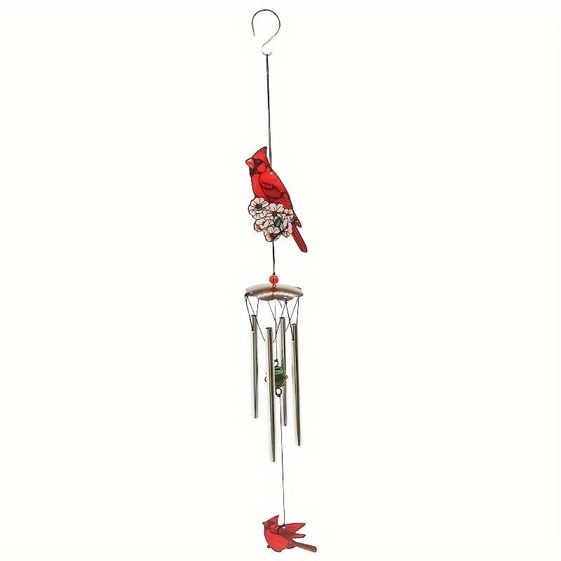 Red Bird Metal Wind Chime - Vibrant Red Creative Wind Chime Memorial Gift for Indoor/Outdoor Garden Decoration, 24 Inches