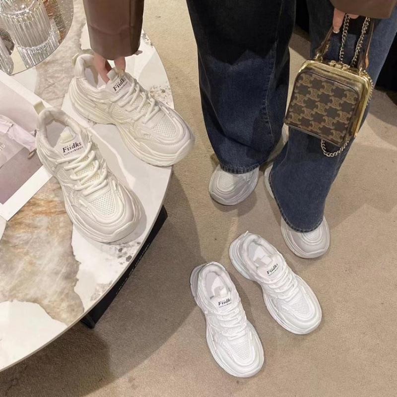 Dad shoes women's shoes 2025 new spring and summer breathable mesh shoes popular platform white shoes mesh casual sports shoes