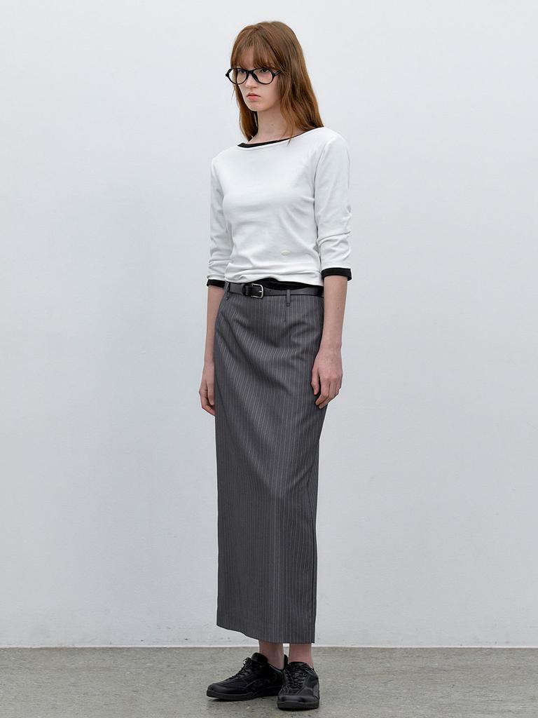 Atelier Nine Belted Stripe Long Skirt S (Sk-5090)