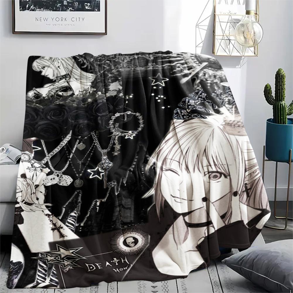 1Pc Death Note Print Flannel Blanket, High Quality Comfortable for All Seasons, Home Decor, Warmth and Comfort, Perfect for Christmas Gifts
