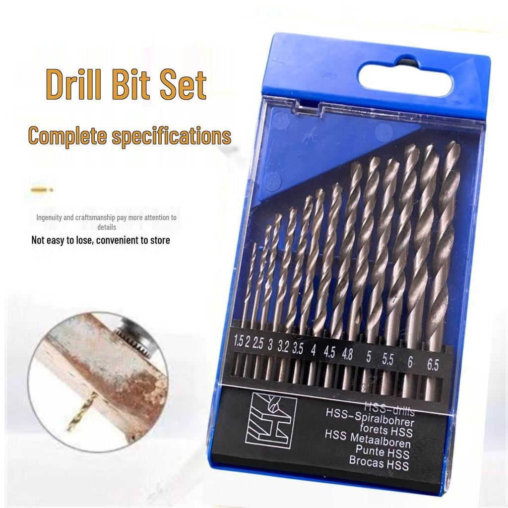 13-Piece Titanium-Coated High-Speed Steel Drill Bit Set for Metal & Stainless Steel