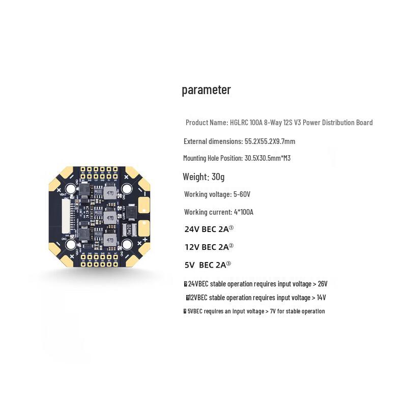 HGLRC 100A 8-Channel 12S V3 Power Distribution Board