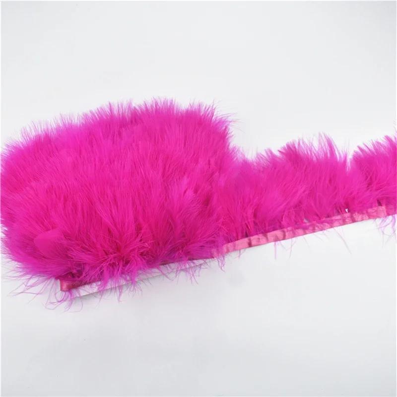 2Meters Colored Fluffy Marabou Feathers Fringe Trim Turkey Black Feather Ribbon Fabric Shawl Clothes Sewing Trimmings Decoration