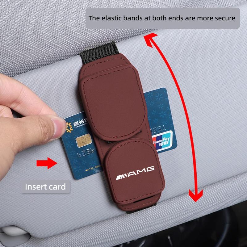 2025 Hot Leather Dual-Clip Glasses Holder Car Magnetic Sunglasses Storage Clip For Mercedes Benz AMG W206 W204 W205 W212 W213 W2