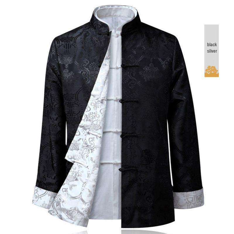 Men's Reversible Tang Suit Jacket - Spring/Autumn Casual Hanfu for Dad and Grandpa