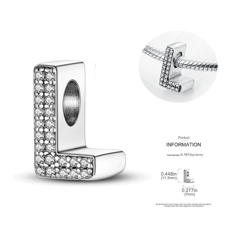 26 A-Z Alphabetperlen Kupfer Liebesbrief-Anhänger Passend für Original 3mm Damenarmband Armreif Cz Zirkonperle DIY Schmuck Geschenk
