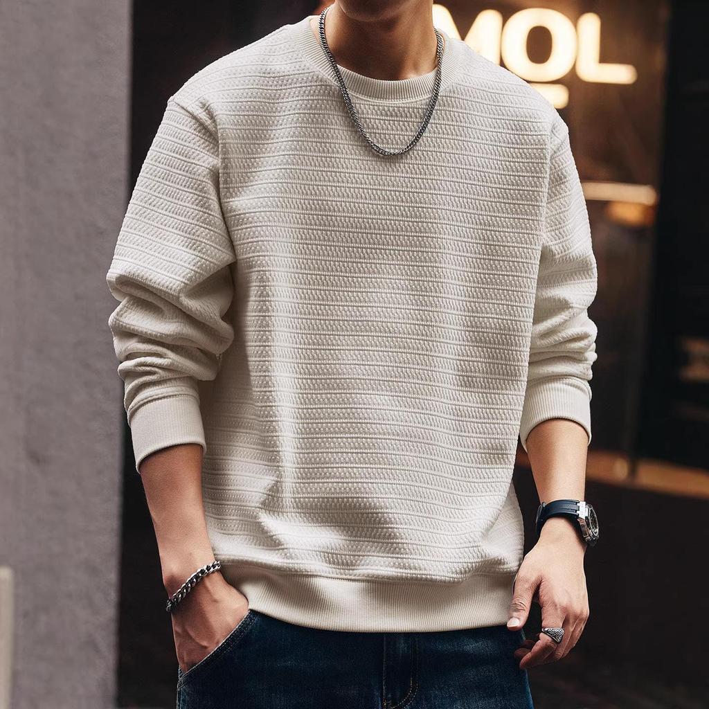 Moletom Americano Leve de Luxo Masculino Ge Lan Lu - Tendência Outono/Inverno, Com Pelúcia, Manga Longa, Caimento Solto Casual