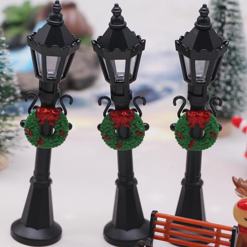 Dollhouse Miniature Simulated Street Lights Micro Landscape Street Lamp DIY Dolls House Home Garden Christmas Scene Decor Props
