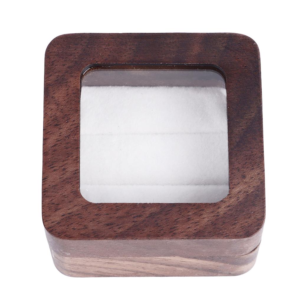 Doppel-Ringbox Etui Holzringbox mit transparentem Deckel für Hochzeitszeremonie Verlobung Heiratsantrag