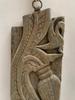 Distressed Antique Indian Wooden Wall Plaque: Carved Floral Panel