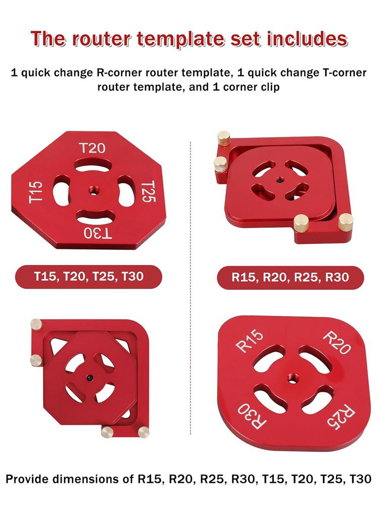 Woodworking Round Corner Chamfer Template Arc / T Corner Gauge Trimming Machine Wood Edge Jig Locator Fillet Arc Tool Kit