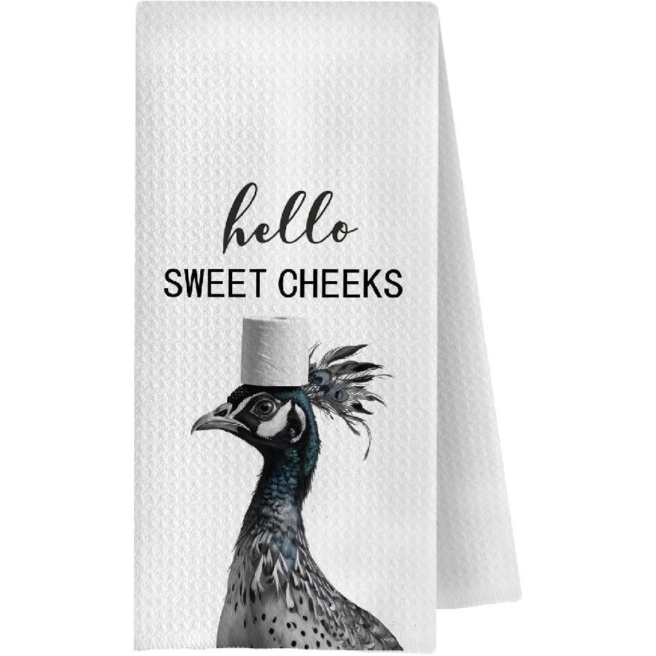 Highland Cow Bathroom Kitchen Towels - Hello Sweet Cheeks Western Bathroom Kitchen Decor,Farmhouse Western Cow Decorative Hand Towels 16x24, Funny