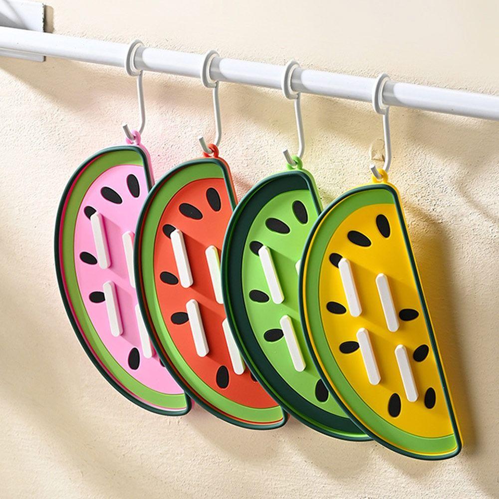 Soft Silicone Pot Lid Drain Mat Non-slip Multifunctional Board Holder Heat Insulation Watermelon Shape Spatula Storage Mat