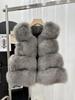 Light luxury whole leather fox hair back hair fur vest thin short foreign style short