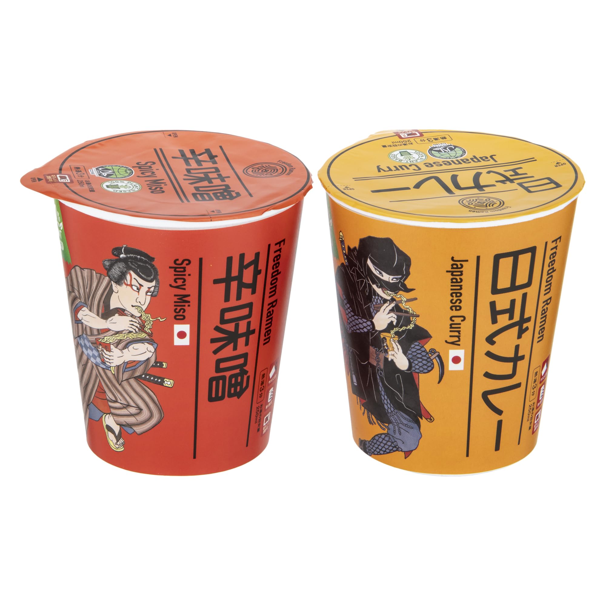 

TANAKA TRADING Freedom Ramen Halal Cup Noodles Friendly 2 Types x 3 Sets 6 Pieces VALUE-PLUS Vegetarian/Vegan [Spicy Miso/Curry]
