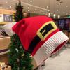 WTEMPO Adult Christmas Decorative Bell Hats Gifts Striped Warm Knitted Red Woolen Hats Elastic Windproof Cold-proof Couple Christmas Hats