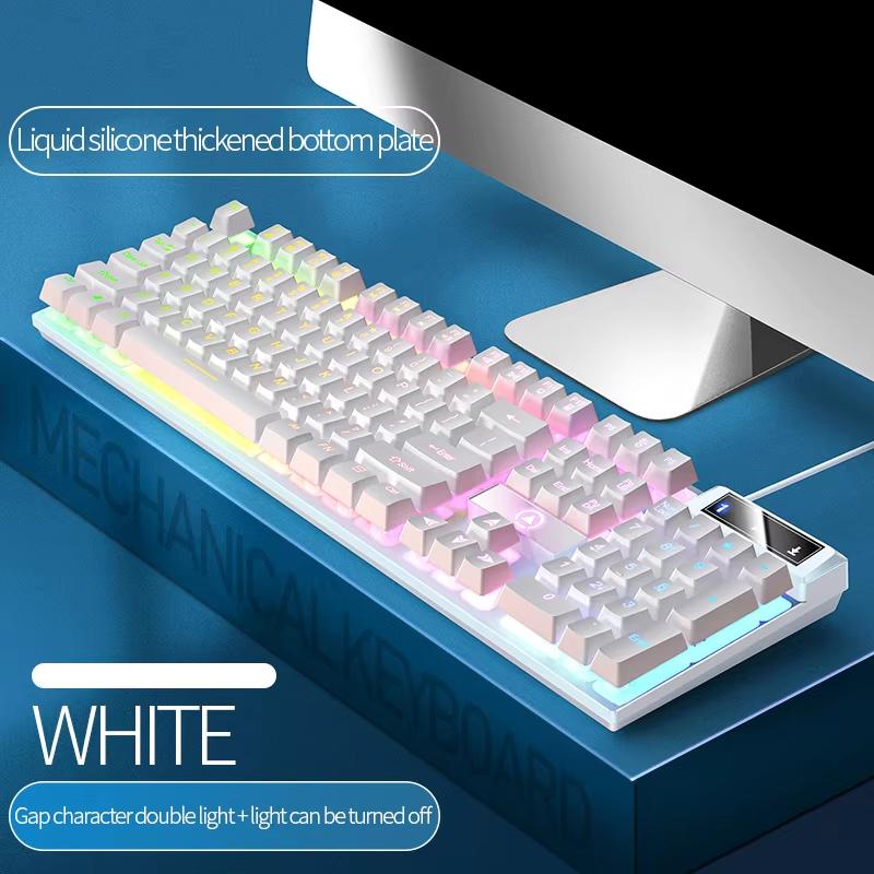 RGB Backlit Mechanical Feel Waterproof Wired Gaming Keyboard Full-Size Ergonomic Gamer Keyboard For PC Computer Laptop Tablet