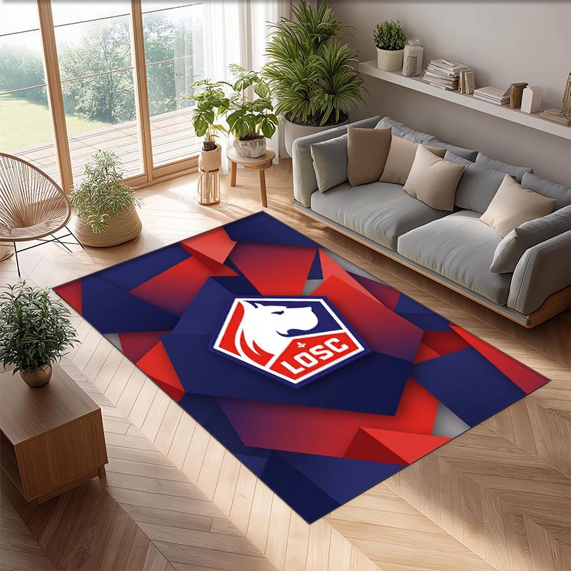 LOSC Lille FC Soccer Football Pattern Soft Area Rug Non Slip Indoor Floor Carpet Sports Decor Mat for Bedroom