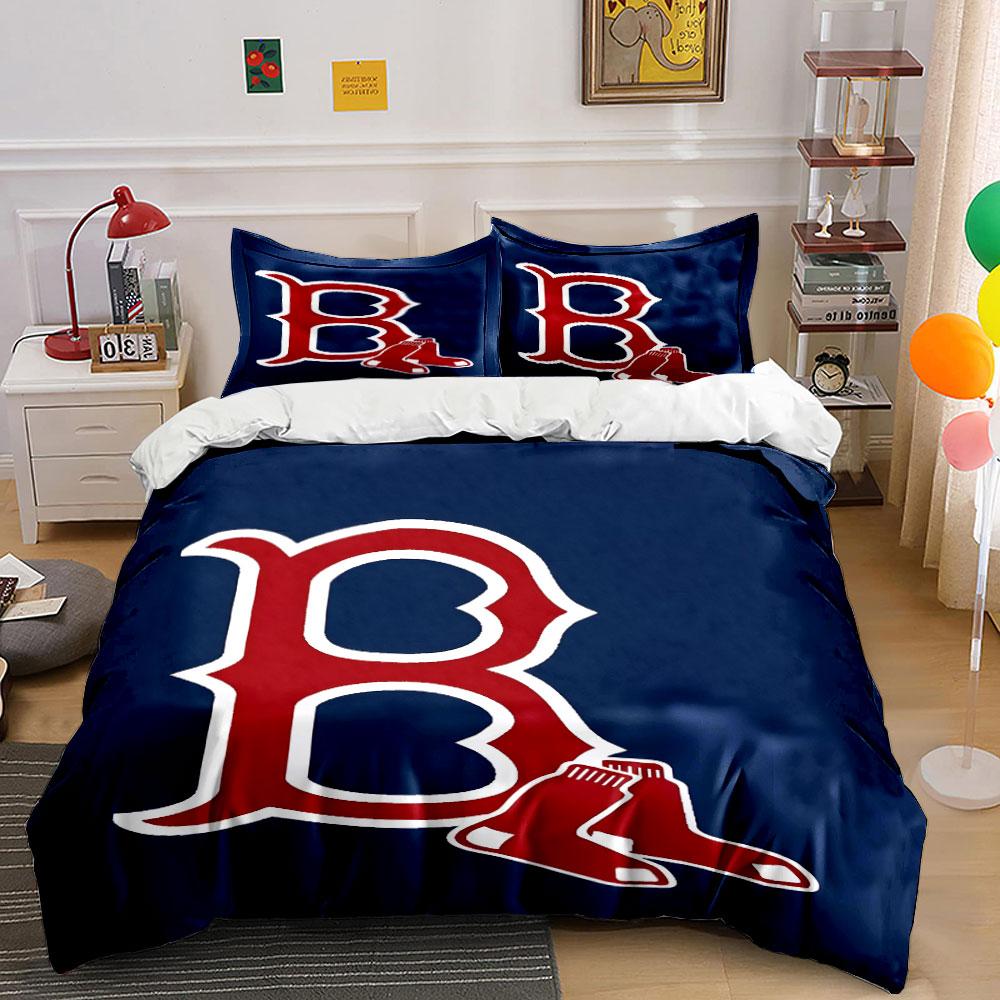 Red Letter "B" with Red Socks Logo Print Bedding Set Duvet Cover Pillowcases (1* Duvet Cover 2* Pillowcases Do Not Include Comforter)