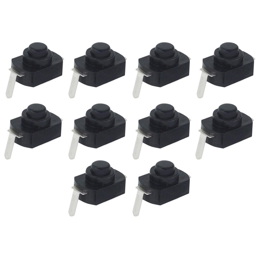 10 Pack 1A 30V Black Latching Push Button Switch for Mini Torch Devices