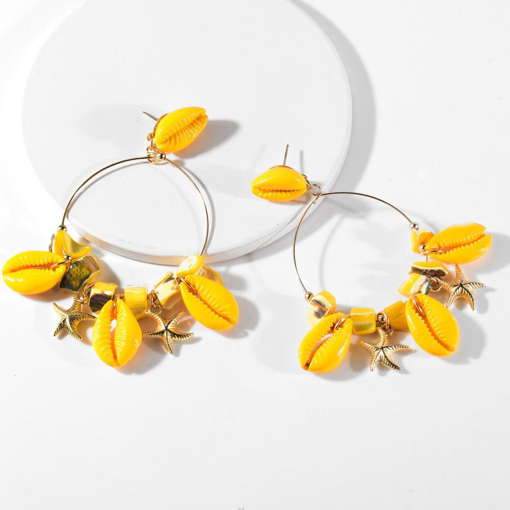 

Multicolor Shell Elegant Drop Earrings For Women Perfect For Summer 2021 жёлтый