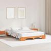 Bed Frame Wax Brown 140 X 200 Cm Solid Pine Wood