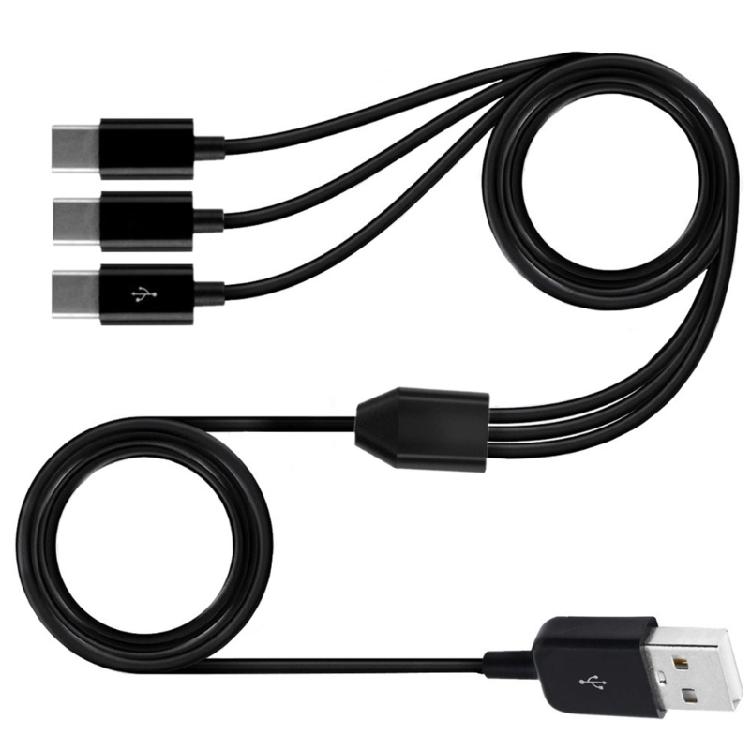 Multi USB C Sync Cable, 3 in 1 Charging Cord with 3 Type-C Male Plug for Mobile