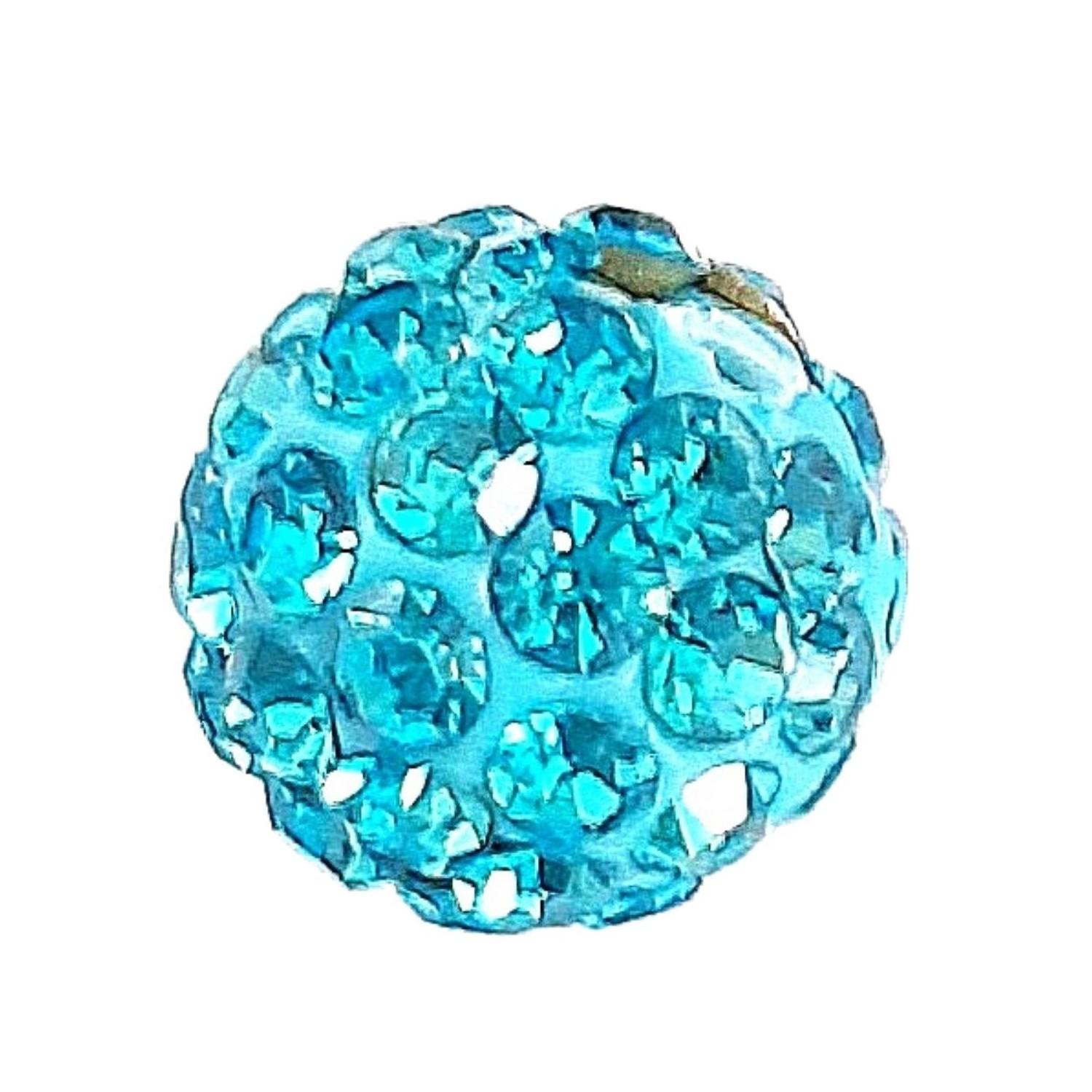 Lot de 5 boules disco strass rondes 8mm couleur bleu aquamarine à facettes pavé