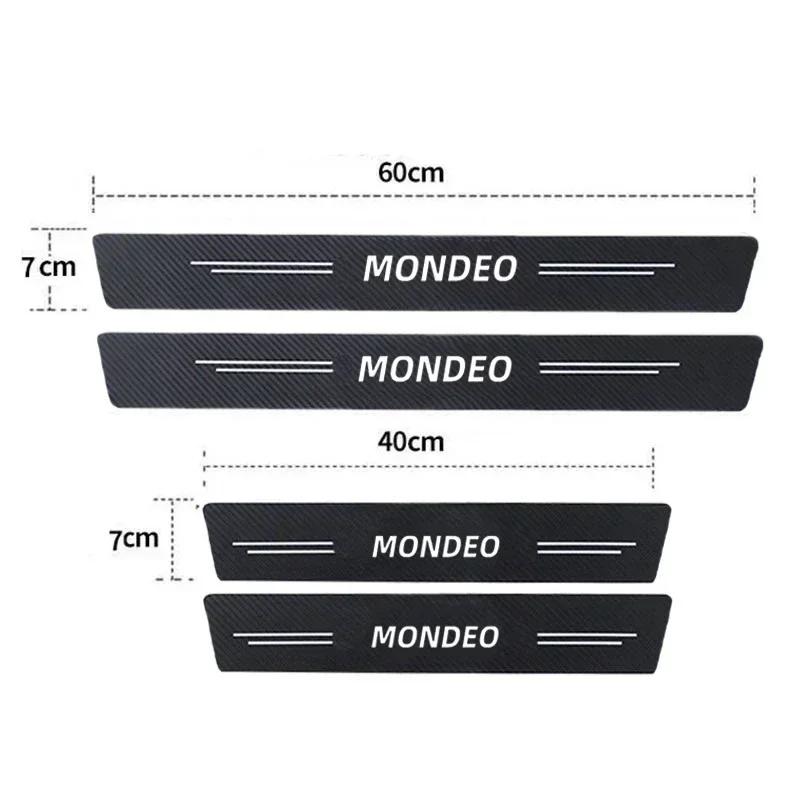 New Carbon Fiber Car Door Sill Sticker Threshold Side Anti Scratch Sticker For Ford MONDEO Logo Waterproof Decal Car Accessories