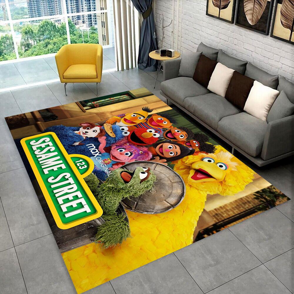 S-Sesame Street TV Cute Cartoon Carpet Rug for Bedroom Living Room Sofa Home Doormat Home Decor,Area Rug Non-slip Floor Mat Gift