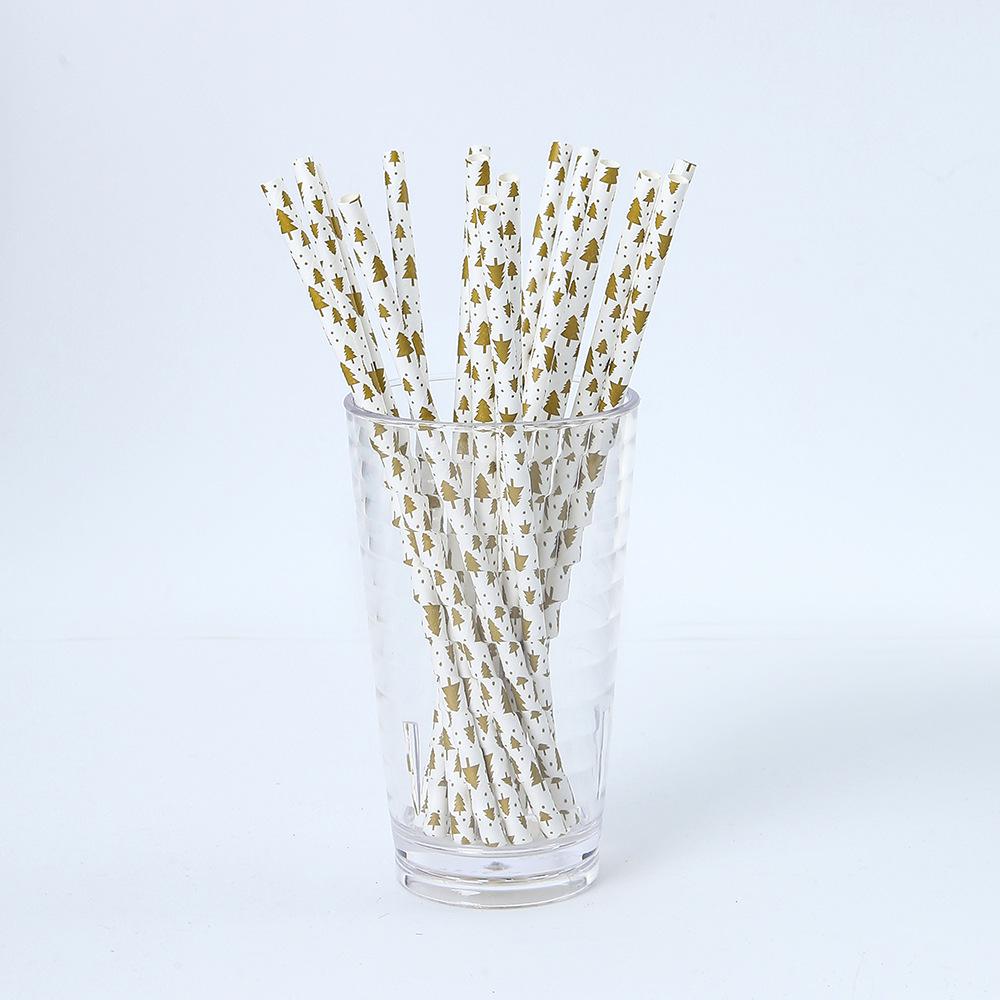 Eco-Friendly Biodegradable Christmas Paper Straws - Disposable Festive Drink Decor