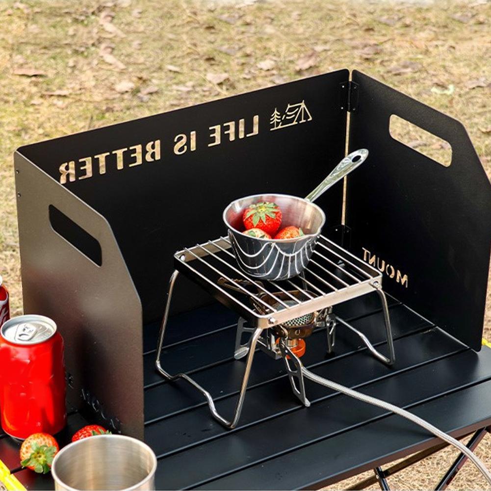3 Plates Outdoor Stove Wind Shield Adjustable Folding Outdoor Stoves Windscreens Cooking Burner Windproof Screen Picnic Tool