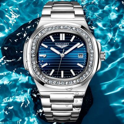 2023 New Nautilus Men's Watch Waterproof Luminous Calendar Anti-fake Non-Mechanical Wristwatch Diamond Decoration Frame Quartz Watch