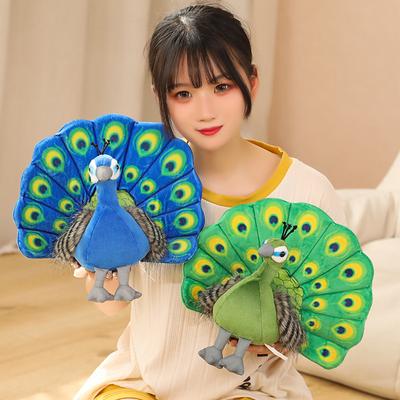 Novos brinquedos de pelúcia de simulação de pavão fofos, bonecas kawaii, bichos de pelúcia macios, pavão, brinquedo adorável para decoração de aniversário e presentes de Natal
