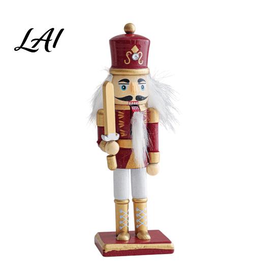 Decorative Wooden Nutcracker Soldier Figurine Handcrafted Solid Wood Christmas Tabletop Ornament Holiday Table Decor for Desk And Bookshelf
